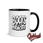 Load image into Gallery viewer, Boots &amp; Braces Mug With Color Inside Black Mugs
