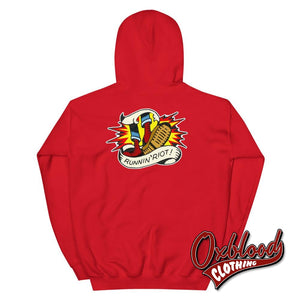 Double-Sided Runnin Riot Hoodie - Rupert Cleaver Oi! Punk & 80S Punk Shirts Skinhead Style Red / S
