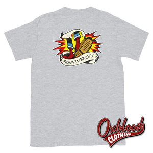 Double-Sided Runnin Riot T-Shirt - Rupert Cleaver Oi! Punk & 80S Shirts Skinhead Style
