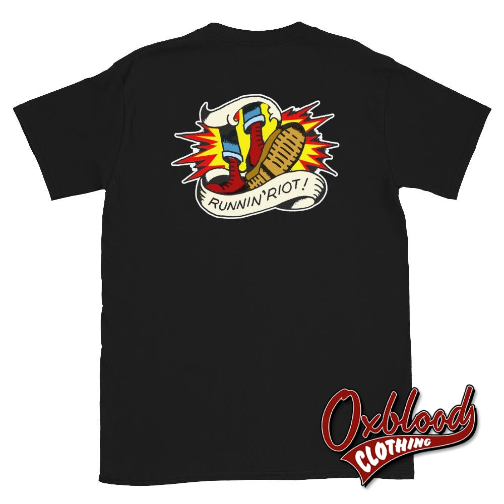 Double-Sided Runnin Riot T-Shirt - Rupert Cleaver Oi! Punk & 80S Shirts Skinhead Style