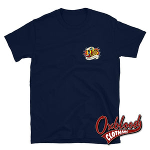Double-Sided Runnin Riot T-Shirt - Rupert Cleaver Oi! Punk & 80S Shirts Skinhead Style Navy / S