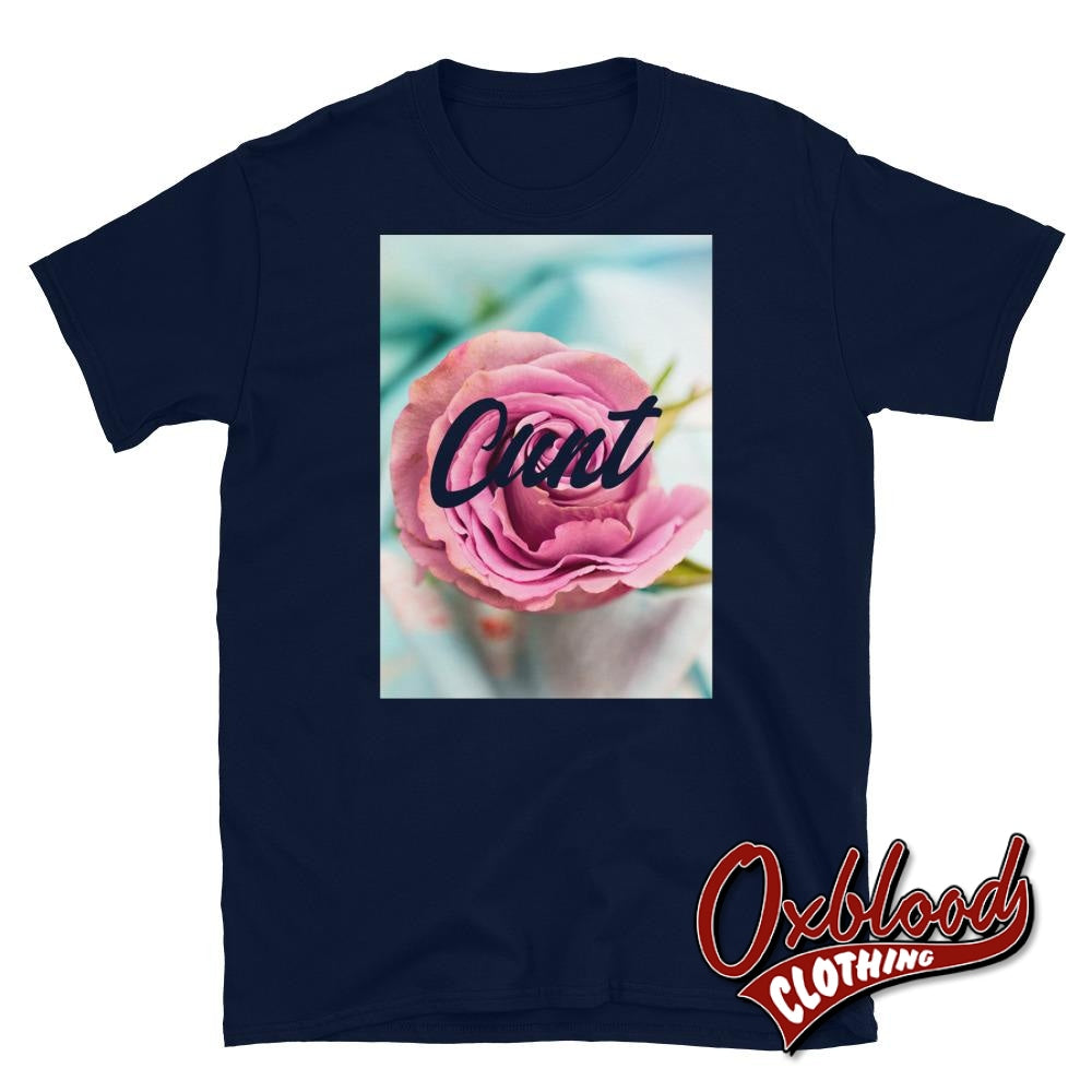 Womens Floral Cunt T-Shirt - Very Offensive Gifts Navy / S