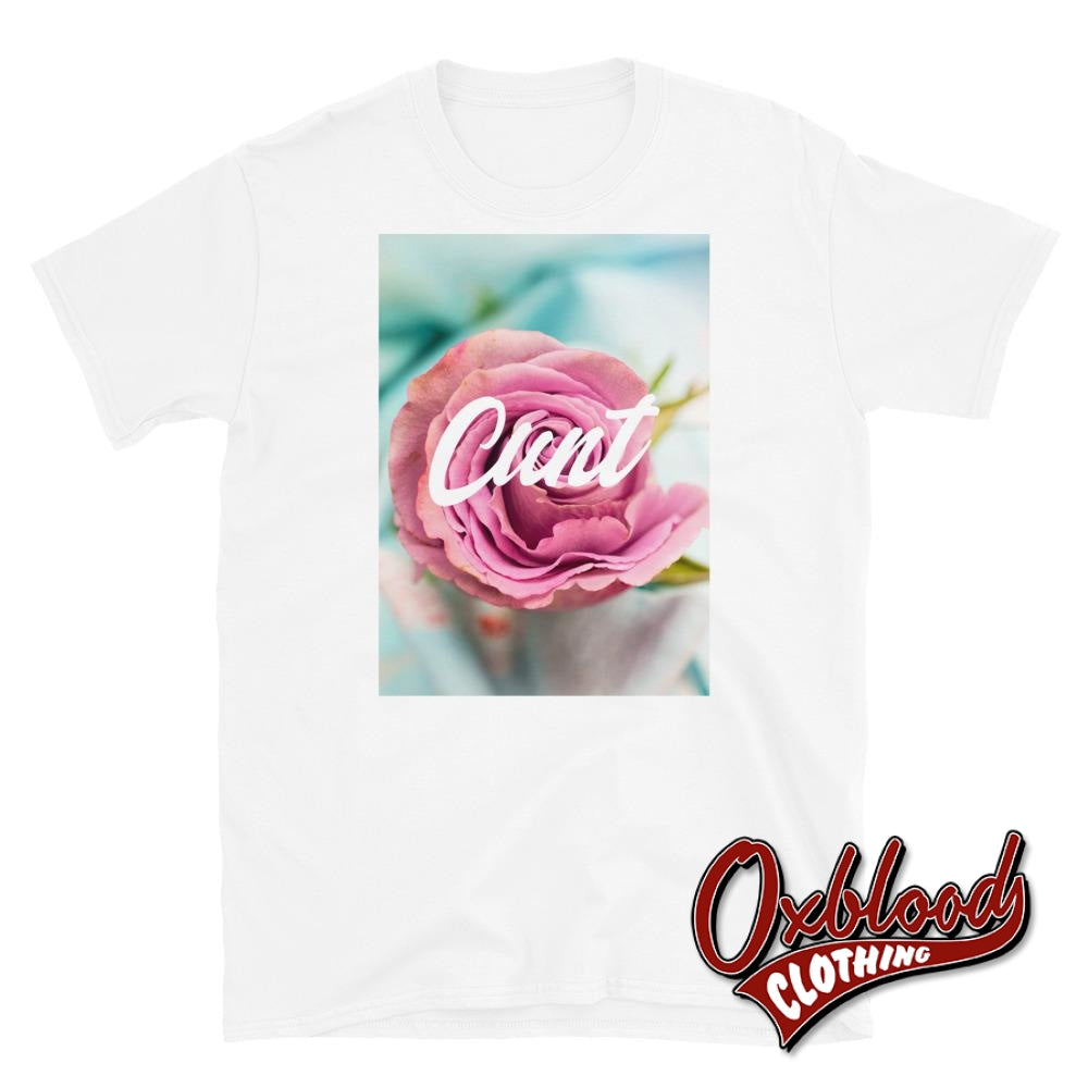 Womens Floral Cunt T-Shirt - Very Offensive Gifts White / S