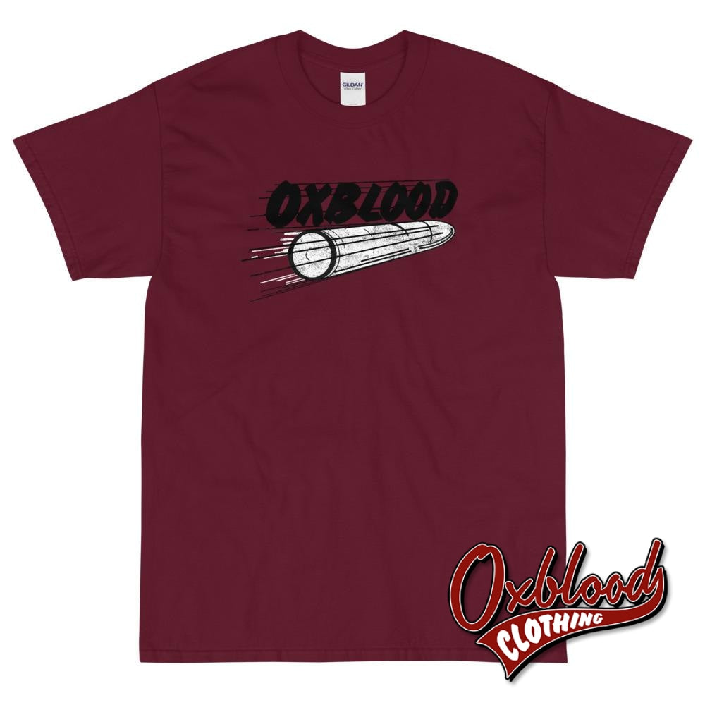 Oxblood Clothing T-Shirt - Mock Bullet Records Tee Maroon / S