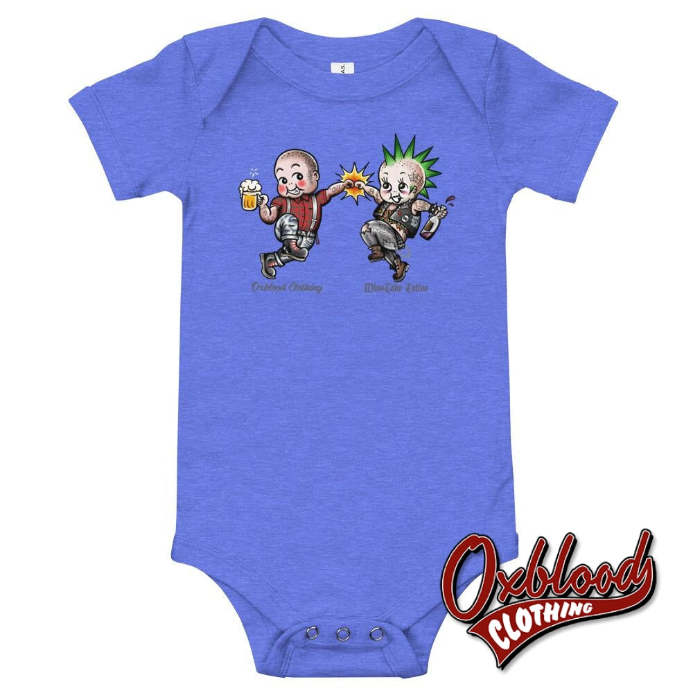 Punks And Skins United Onesie - Misstake Tattoo Baby Skinhead Clothes & Punk Rock Uk Sizes Heather