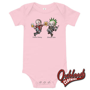 Punks And Skins United Onesie - Misstake Tattoo Baby Skinhead Clothes & Punk Rock Uk Sizes Pink /
