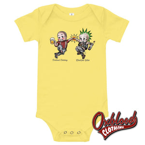 Punks And Skins United Onesie - Misstake Tattoo Baby Skinhead Clothes & Punk Rock Uk Sizes Yellow /