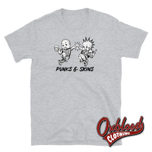 Punks And Skins United Tee - Misstake Tattoo Skinhead Clothing & Punk Rock Clothes Sport Grey / S