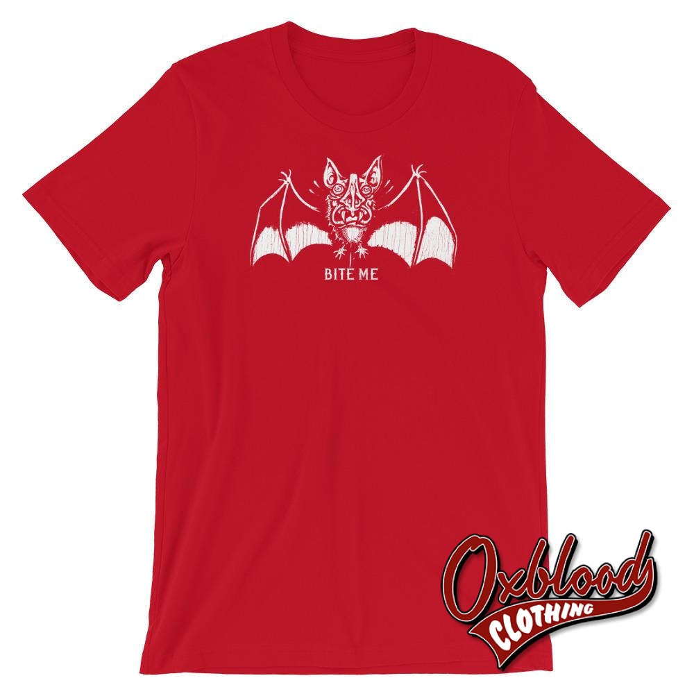 Sexy Vampire Bats Classic Horror Fangs Dracula Bite Me T-Shirt Red / S Shirts