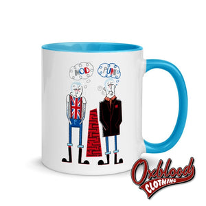 Punk Mod Cup - Skinheads United Mug With Color Inside By Scribble Twigs Blue