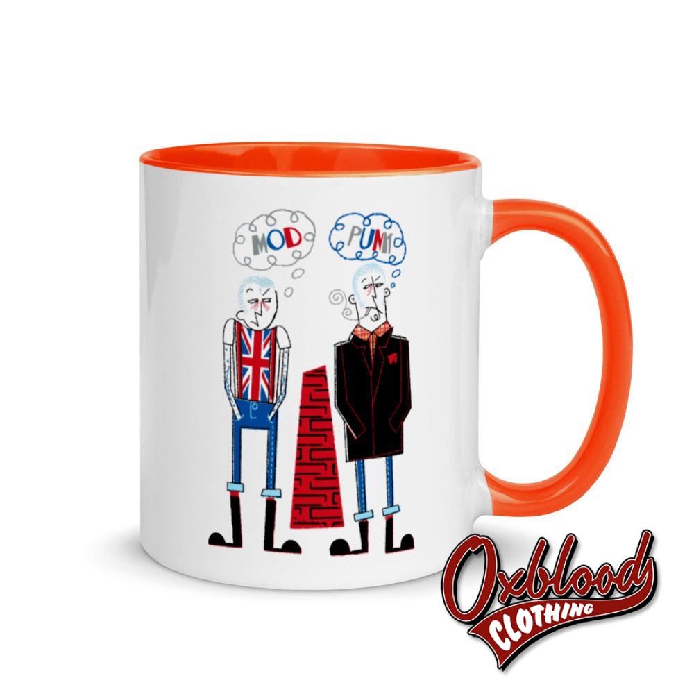Punk Mod Cup - Skinheads United Mug With Color Inside By Scribble Twigs Orange
