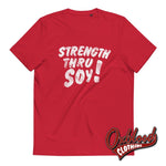 Load image into Gallery viewer, Vegan Skinhead Strength Thru Soy Organic Cotton T-Shirt - Straight Edge Lifestyle Red / S
