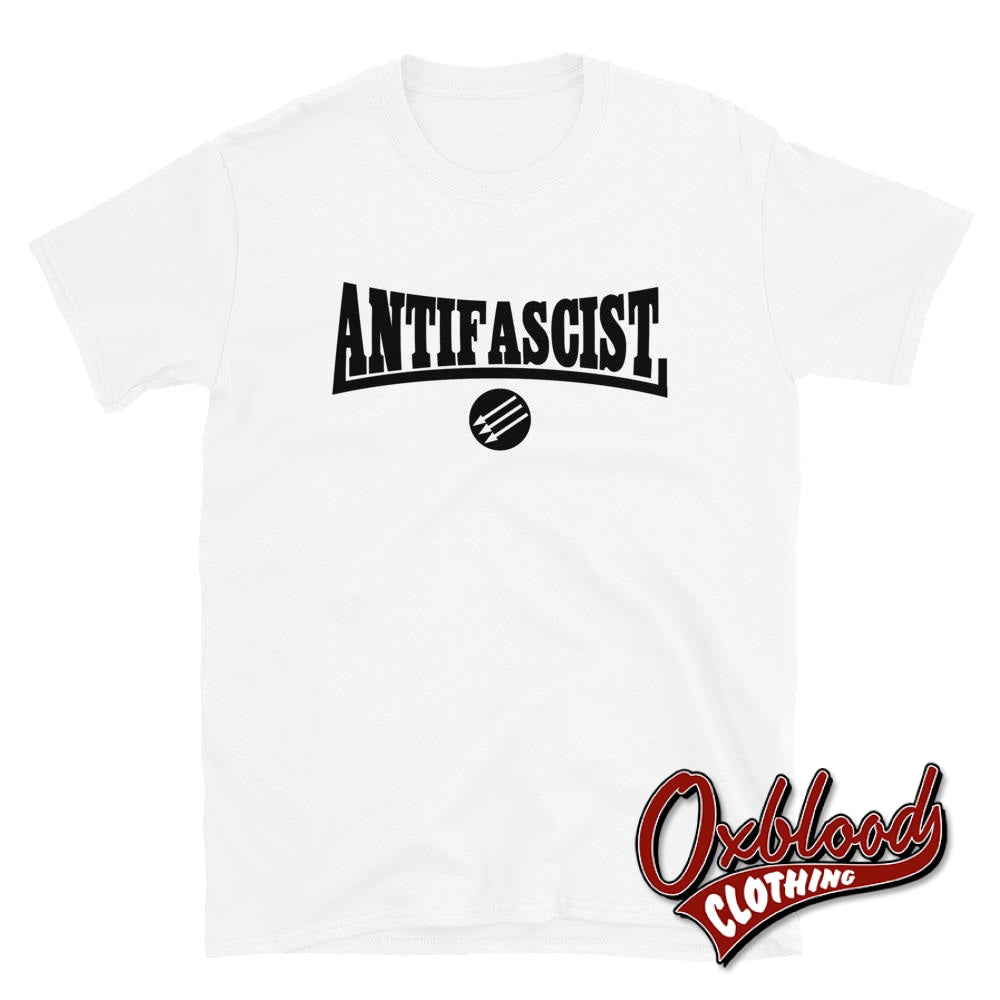 White Anti-Facist T-Shirt - Three Arrows Logo / S Shirts