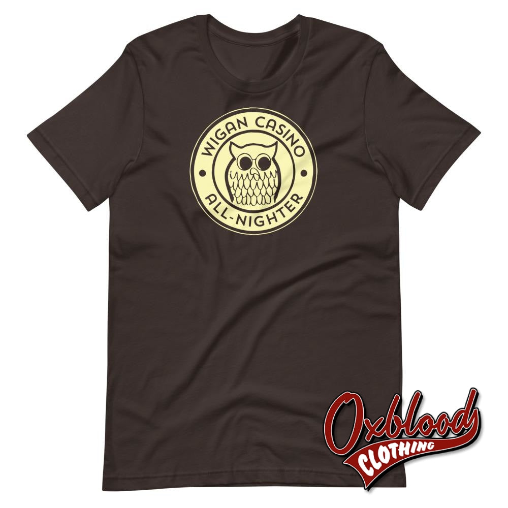 Wigan Casino All-Nighter T-Shirt - Northern Soul & Mod Clothing Brown / S Shirts
