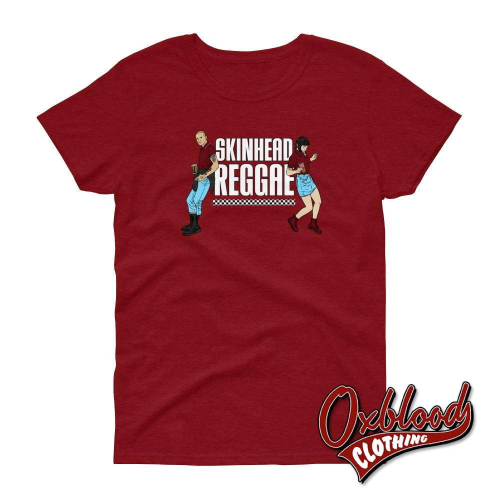 Womens Skinhead Reggae T-Shirt - Ska Trojan Rude Girl Shirt Antique Cherry Red / S Shirts