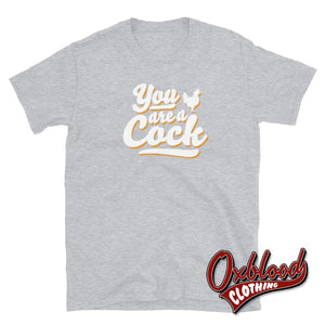 You Are A Cock T-Shirt - Rude Tshirts Uk Style Sport Grey / S