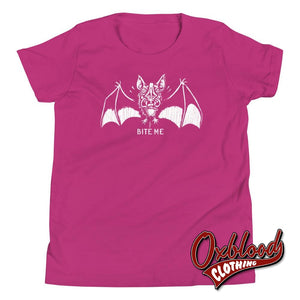 Youth Bite Me Vampire Bat Short Sleeve T-Shirt Berry / S Shirts
